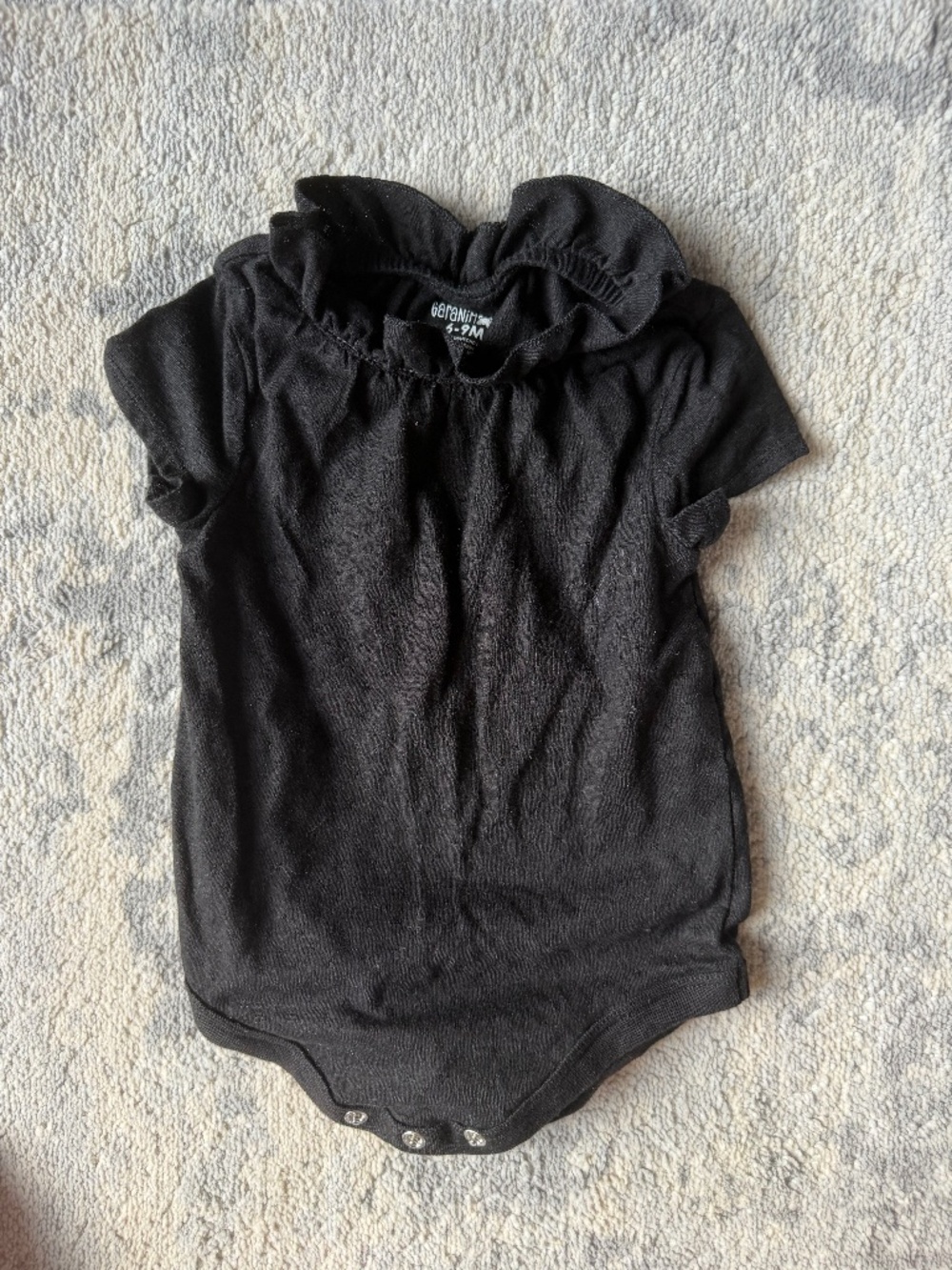 Black Garanimals Onesie with ruffles, size 6-9 months